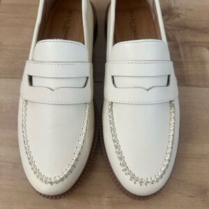 Kelsi Dagger White Leather Loafers Flats